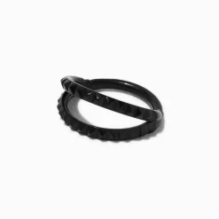 Anneau de nez 0,8 mm double rang pyramide en titane noir