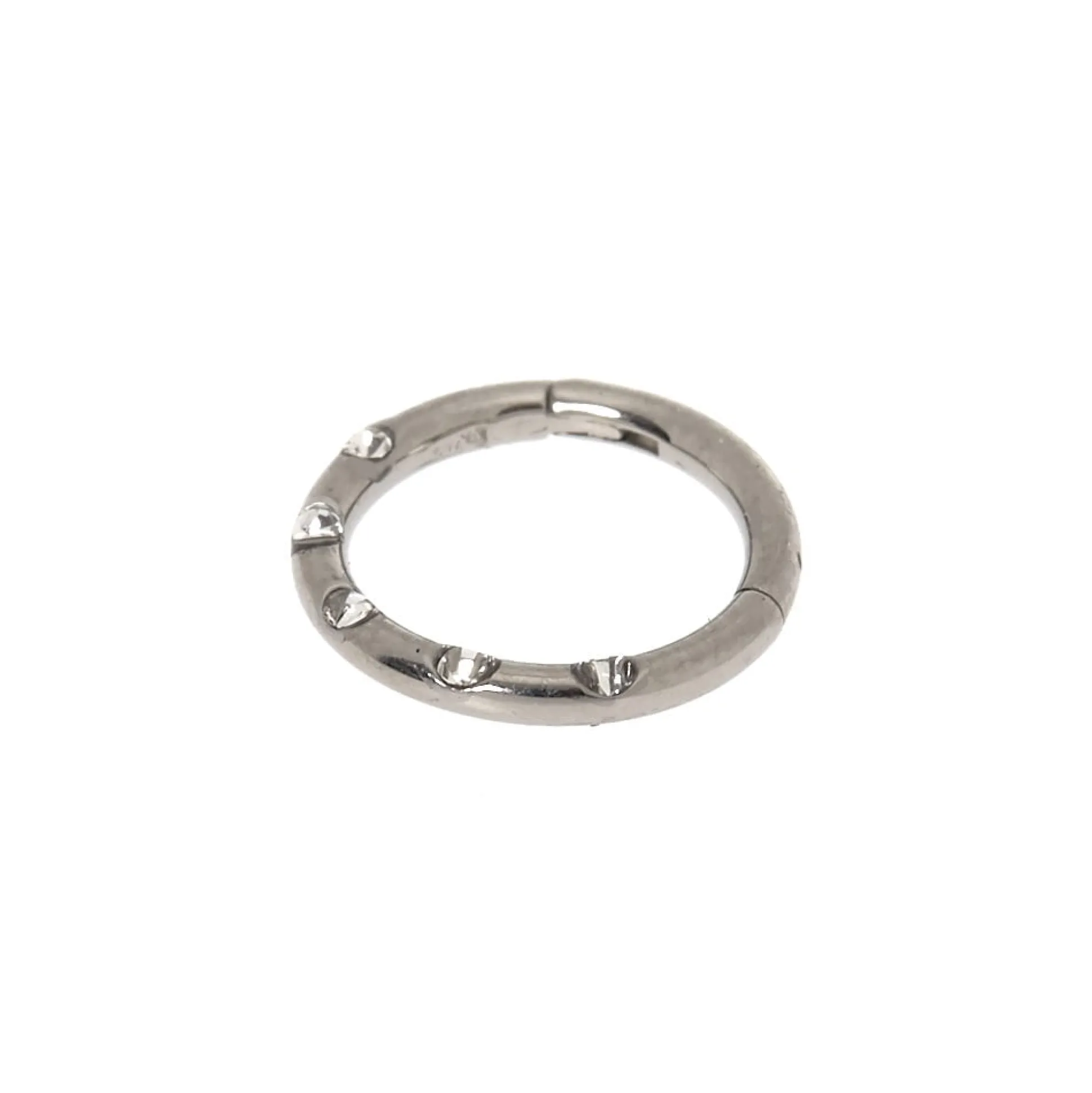 Anneau de piercing cartilage à charnière avec strass couleur argenté et couleur titané