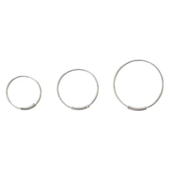 Anneaux de nez avec barre 0,6 mm de différentes tailles couleur argentée - Lot de 3