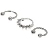 Anneaux de piercing cartilage strass torsadés couleur argenté - Lot de 3