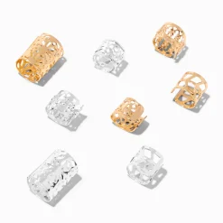 Anneaux pour cheveux en filigrane couleur dorée et couleur argentée - Lot de 8