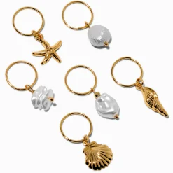 Anneaux pour cheveux icônes couleur dorée - Lot de 6