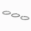 Anneaux pour piercing de nez 0,8 mm lisses et torsadés en titane couleur argentée - Lot de 3