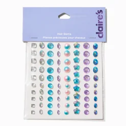 Assortiment de bijoux pour cheveux strass violets et bleus - Lot de 80