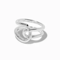 Bague entrecroisée façon métal en fusion couleur argentée