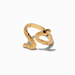 Bague enveloppante serpent couleur dorée