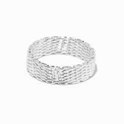 Bague maille tressée couleur argentée