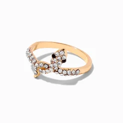 Bague nouée serpent avec strass couleur dorée