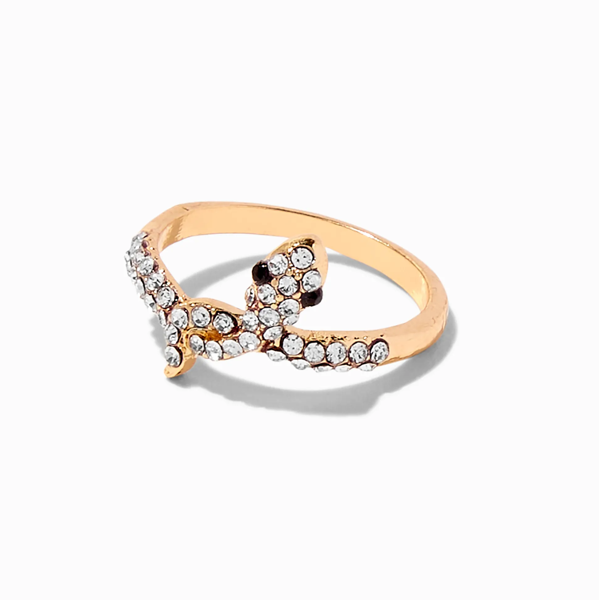 Bague nouée serpent avec strass couleur dorée