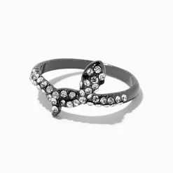 Bague nouée serpent avec strass couleur hématite
