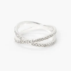 Bague ornée d’un design entrecroisé couleur argentée