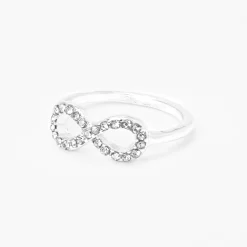 Bague symbole de l’infini décorée couleur argentée