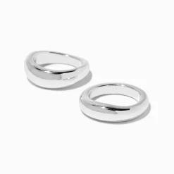 Bagues bulles couleur argentée - Lot de 2