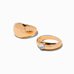 Bagues chevalières couleur dorée - Lot de 2