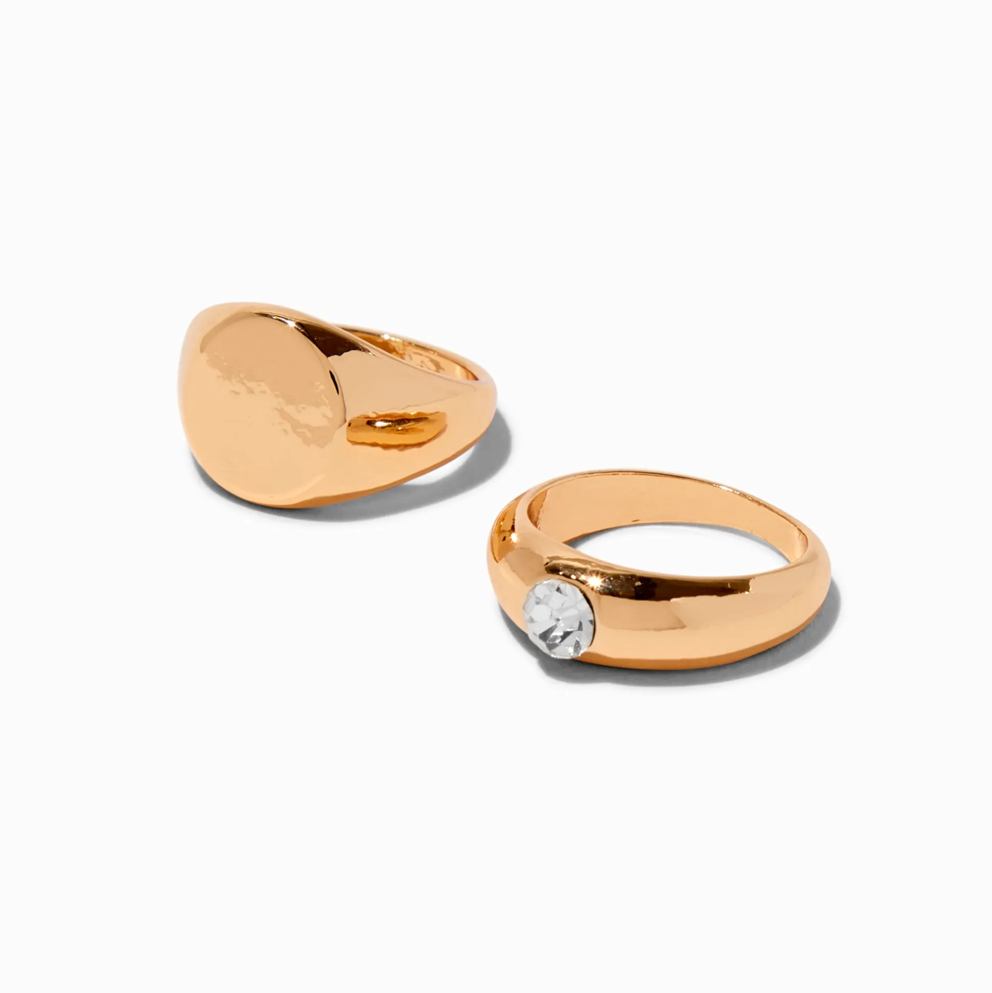 Bagues chevalières couleur dorée - Lot de 2