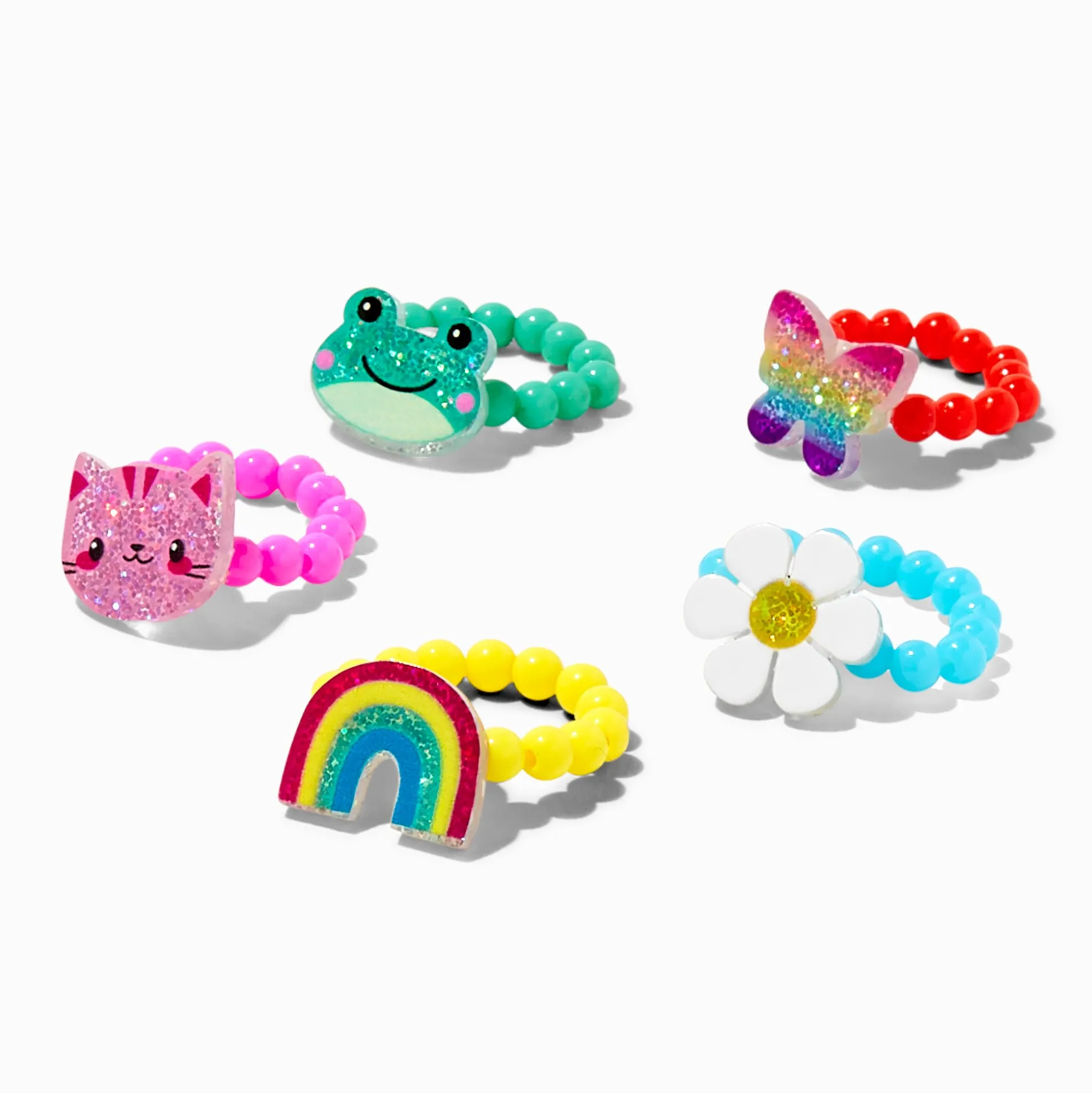 Bagues élastiques perlées avec breloques créatures Claire's Club - Lot de 5