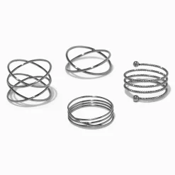 Bagues spirale couleur hématite (lot de 4)