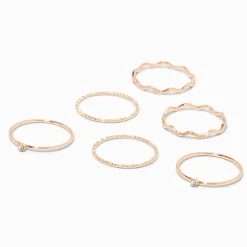 Bagues texturées couleur dorée - Lot de 6