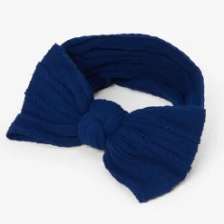 Bandeau à nœud côtelé en nylon Claire's Club - Bleu marine