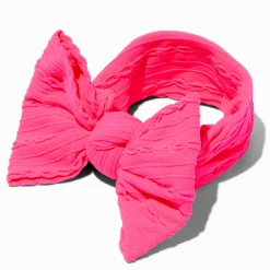 Bandeau à nœud côtelé en nylon Claire's Club - Rose