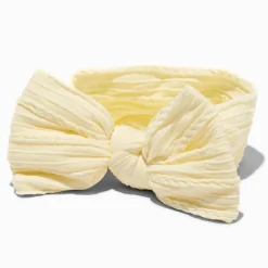 Bandeau à nœud côtelé en nylon Claire's Club - Couleur ivoire