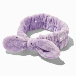 Bandeau à nœud violet étoile couleur argentée pour maquillage