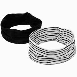 Bandeau plat à rayures noires et blanches - Lot de 2