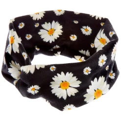 Bandeau torsadé à marguerites - Noir