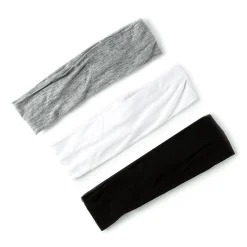 Bandeaux en jersey noir, blanc et gris - Lot de 3