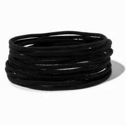 Bandeaux élastiques pelucheux noirs - Lot de 8