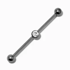 Barre industrielle 1,6 mm strass en titane couleur argentée