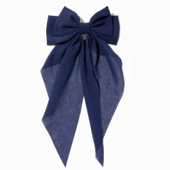 Barrette à longs pans avec nœud bleu marine