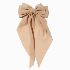 Barrette à longs pans avec nœud taupe