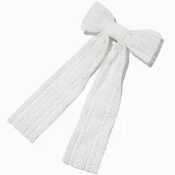Barrette à nœud à dentelle blanche