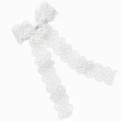 Barrette à nœud avec marguerites dentelle blanche