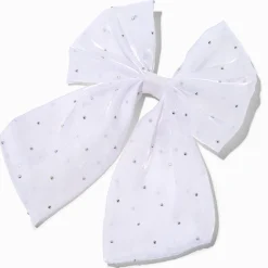 Barrette à nœud blanche avec strass fêtes de fin d'année Claire's Club