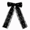 Barrette à nœud cloutée dentelle noire