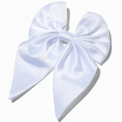 Barrette à nœud en faux satin blanc Claire's Club
