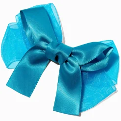 Barrette à nœud en mousseline satinée bleu canard Claire's Club