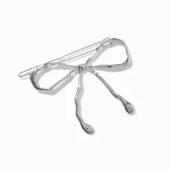 Barrette à nœud en métal couleur argentée