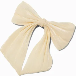 Barrette à nœud en organza couleur ivoire