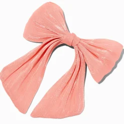 Barrette à nœud en organza rose