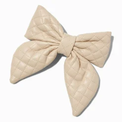 Barrette à nœud matelassé en relief crème