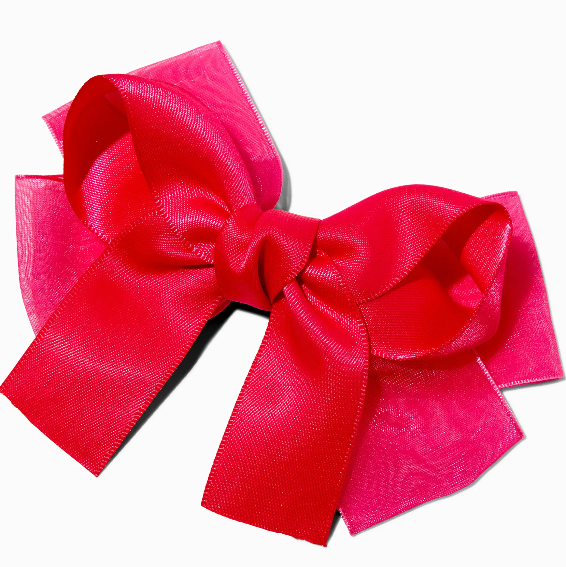 Barrette à nœud mousseline satinée rose vif Claire's Club