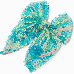 Barrette à nœud paillettes mousseline bleu sarcelle Claire's Club