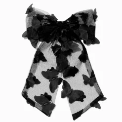 Barrette à nœud papillon en mousseline noire