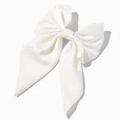 Barrette à nœud satiné blanc