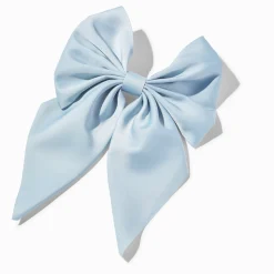 Barrette à nœud satiné bleu clair