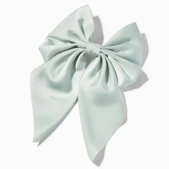 Barrette à nœud satiné vert sauge