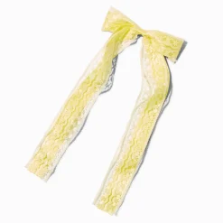 Barrette à nœud satinée dentelle jaune